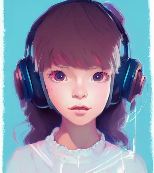 weak-caribou574: a girl [anime-style] using headphones, listenning lo-fi  music, picture for profile.