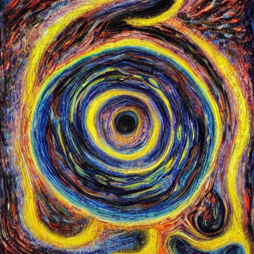 Image similar to by armand guillaumin, by michael heizer chaotic in the jungle. a beautiful mixed mediart of a black hole consuming a star.