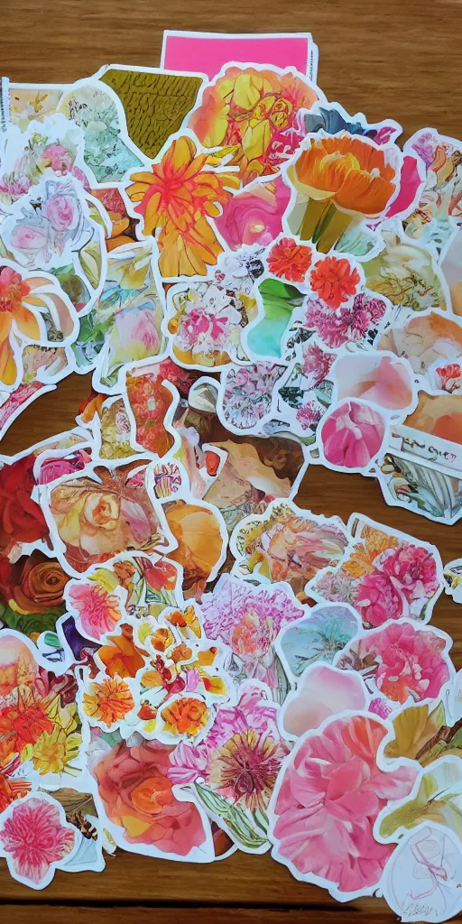 Image similar to beautiful flower, etsy, warm colors, cozy, sticker sheet, planner stickers