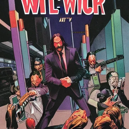 Prompt: comic book cover for'john wick visits wal - mart ', art by alex ross