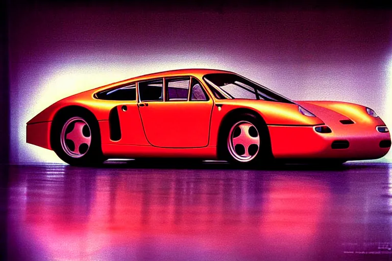 Prompt: designed by giorgetto giugiaro stylized poster of a single 9 5 9 concept, thick neon lights, ektachrome photograph, volumetric lighting, f 8 aperture, cinematic eastman 5 3 8 4 film