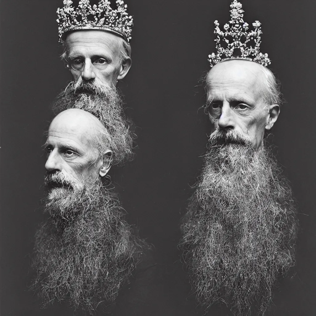 Image similar to An Alec Soth portrait photo of Karl Jung wearing an ornate crown