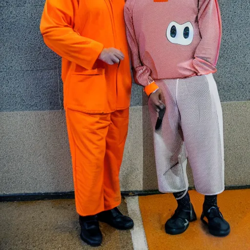 Image similar to inmate with orange suit and bee head