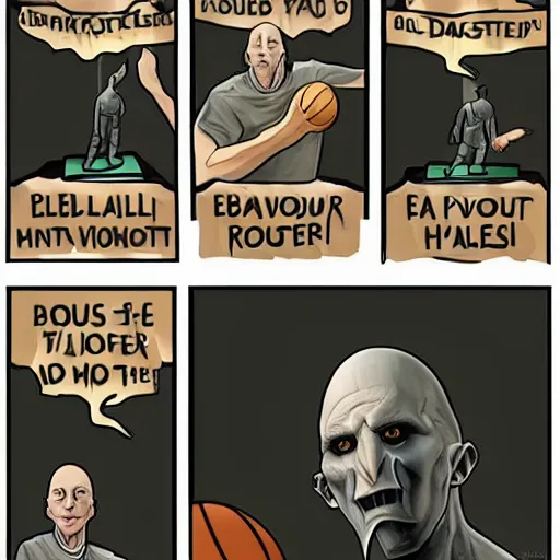 Image similar to voldemort as a basketball player, slam dunking