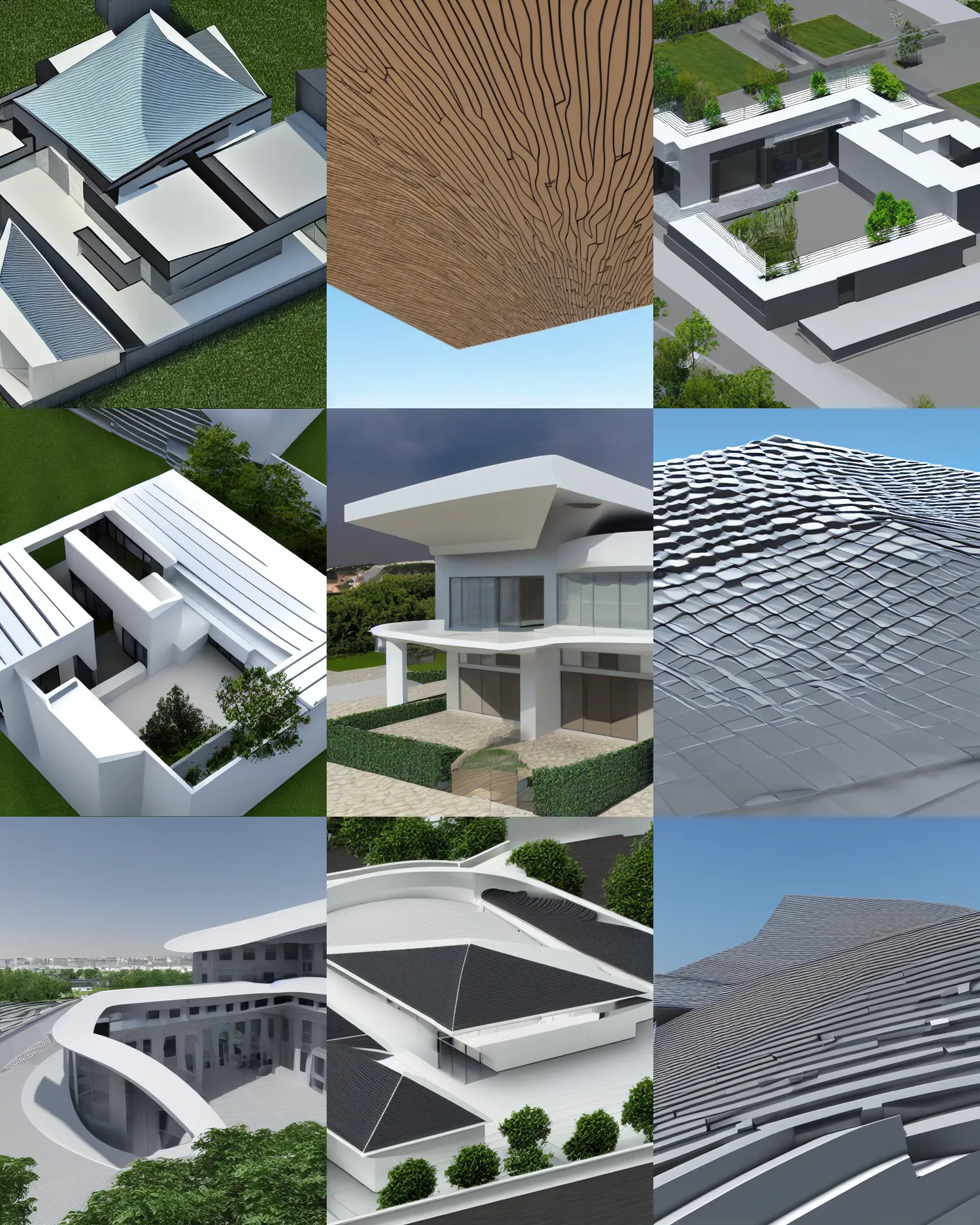 Prompt: 3 d modern roof design, architecture