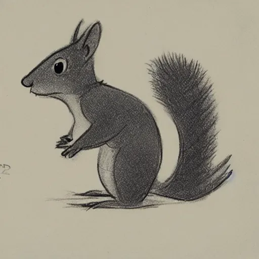 Image similar to milt kahl sketch of a squirrel