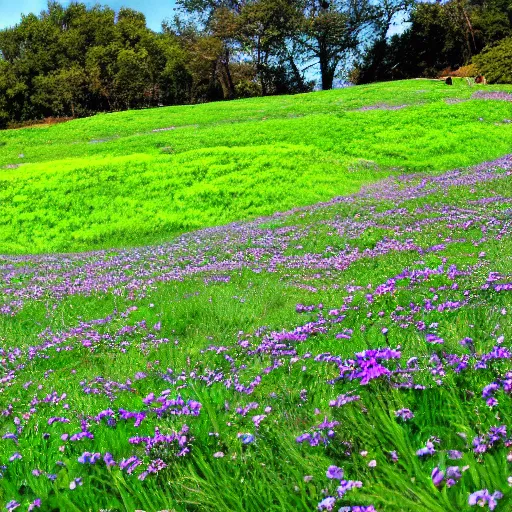 Prompt: slobber over clovers on the side of the hill, surreal