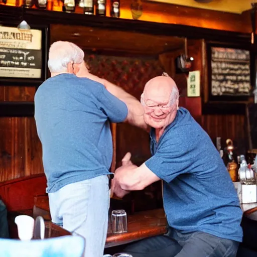 Image similar to grandpa punching out someone at the local pub