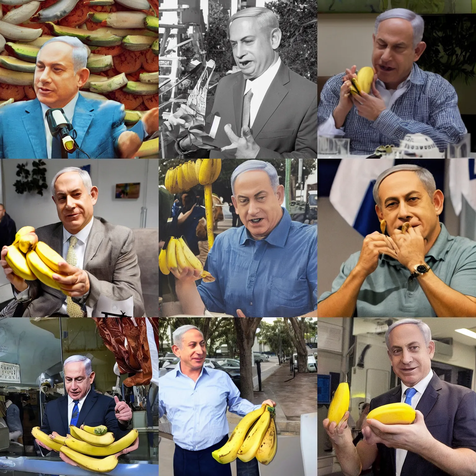 Prompt: benjamin netanyahu eating a banana