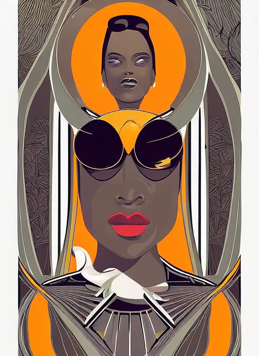 Image similar to vector art of a retro futuristic portrait, art nouveau, by chris moore