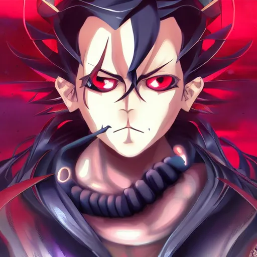 Image similar to portrait of sol badguy, anime fantasy illustration by tomoyuki yamasaki, kyoto studio, madhouse, ufotable, trending on artstation