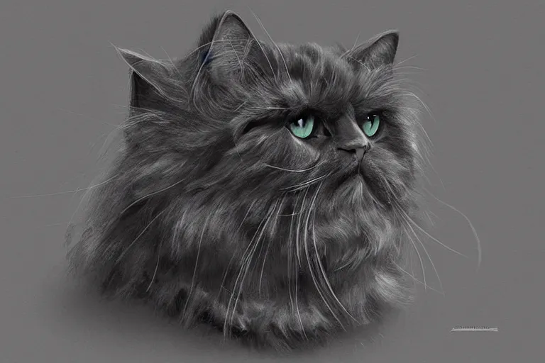 Image similar to “ a extremely detailed stunning portraits of s black persian cat cyborg contemptuously at people by allen william on artstation ”