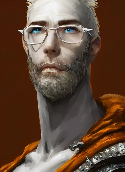 Prompt: spiky short hair and glasses mage male white, dndbeyond, bright, colourful, realistic, dnd character portrait, full body, pathfinder, pinterest, art by ralph horsley, dnd, rpg, lotr game design fanart by concept art, behance hd, artstation, deviantart, hdr render in unreal engine 5