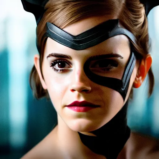 Image similar to Emma Watson as Catwoman, XF IQ4, 150MP, 24mm, f/1.4, ISO 200, 1/160s, natural light, Adobe Lightroom, photolab, Affinity Photo, PhotoDirector 365