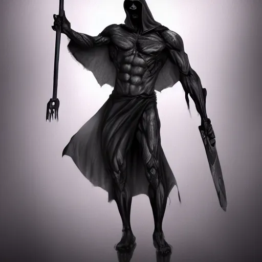 Image similar to Grim Reaper, creepy, muscled, horror, gay, pride, artstation