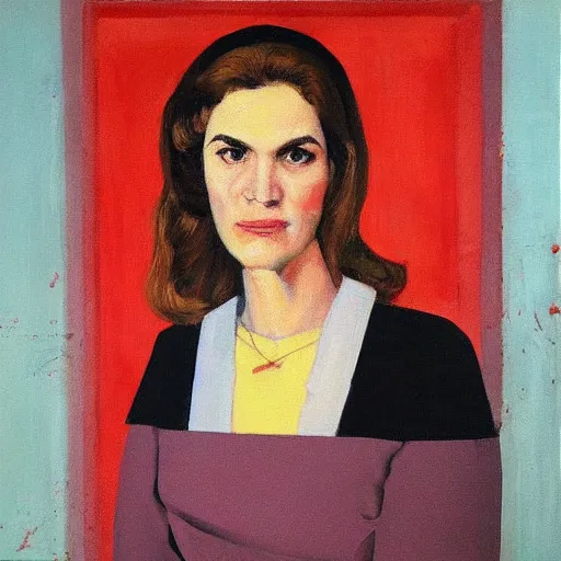 Image similar to kim wexler portrait 1 9 7 0 s style, painting by kuzma petrov - vodkin, cyberpunk