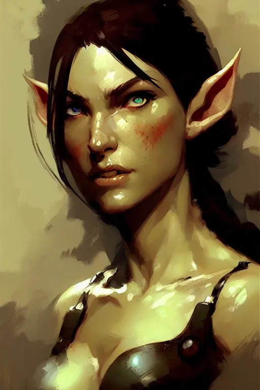 Prompt: female elf portrait dnd, painting by craig mullins, greg rutkowski, yoji shinkawa