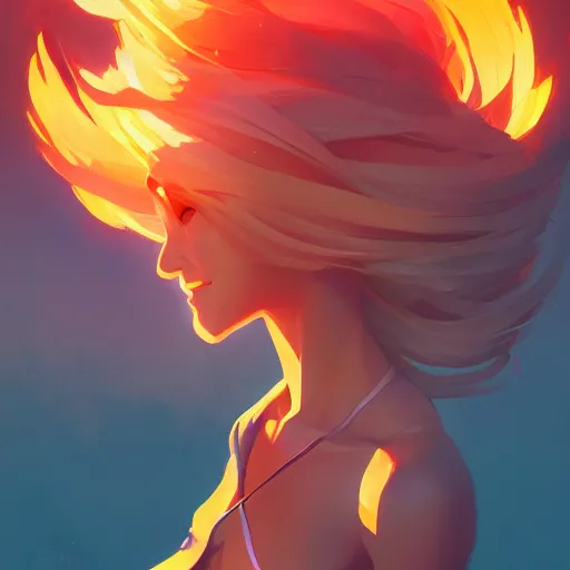 Image similar to woman with fire as her hair, behance hd by jesper ejsing, by rhads, makoto shinkai and lois van baarle, ilya kuvshinov, rossdraws global illumination