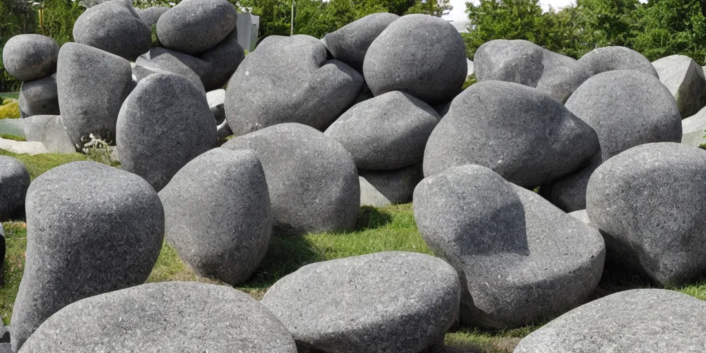 Prompt: a granite sculpture garden