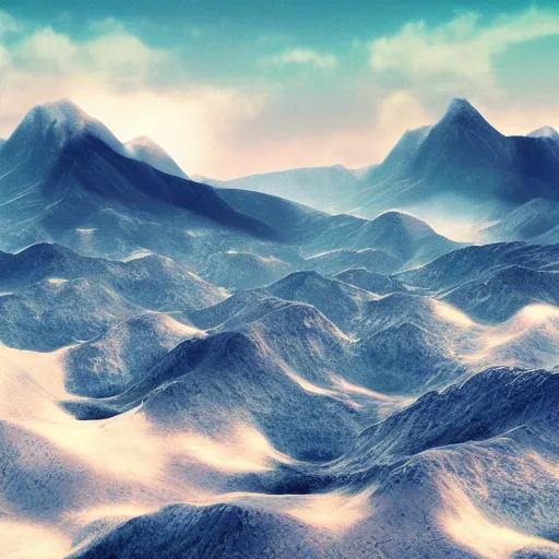 Image similar to nature panorama,view of far mountains,heatmap clouds,octane render