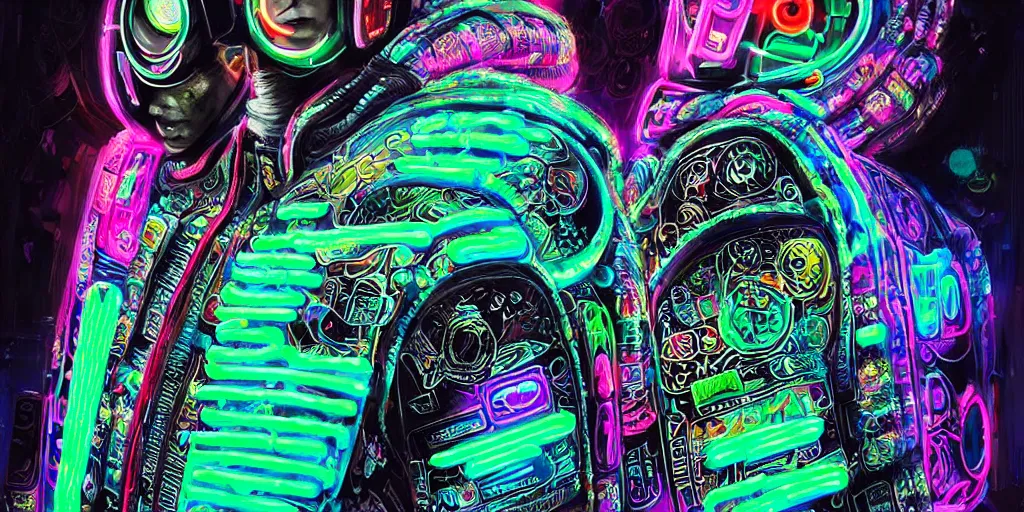 Image similar to detailed quetzalcoatl portrait Neon Operator, cyberpunk futuristic neon, reflective puffy coat, decorated with traditional mayan ornaments by Ismail inceoglu dragan bibin hans thoma !dream detailed portrait Neon Operator Girl, cyberpunk futuristic neon, reflective puffy coat, decorated with traditional Japanese ornaments by Ismail inceoglu dragan bibin hans thoma greg rutkowski Alexandros Pyromallis Nekro Rene Maritte Illustrated, Perfect face, fine details, realistic shaded, fine-face, pretty face