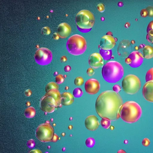 Image similar to a group of bubbles floating in the air, a computer rendering by Alberto Seveso, behance, generative art, rendered in cinema4d, octane render, photoillustration