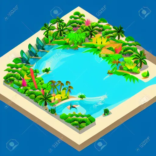 Image similar to beautiful isometric tropical island