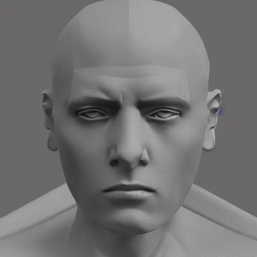 Prompt: low poly count close up of face 3 / 4 pose