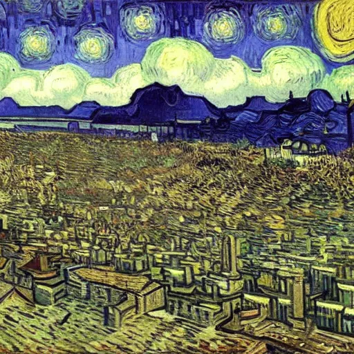 Image similar to painting of seattle by van gogh