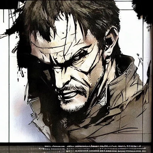 Image similar to sam!!!!!! fisher!!!!!! by yoji shinkawa, concept art, duel