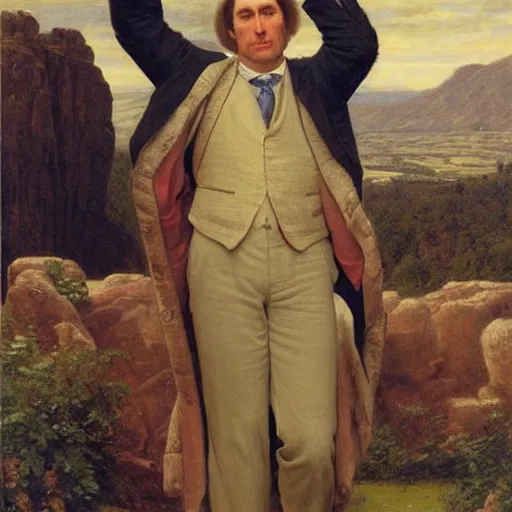 Image similar to saul goodman posing confidently before a crowd of cheering fans, award winning painting by edward poynter