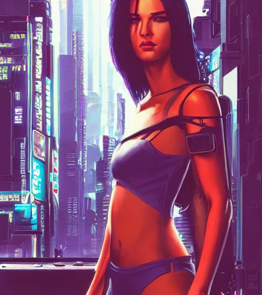 Image similar to a portrait of a cyberpunk person, Night City, cyberpunk 2077, very very coherent painting, 1979 OMNI Magazine Cover, street level neo-Tokyo in Cyberpunk 2077 style by Vincent Di Fate by mark arian by artgerm, 4k, 8k, HD, trending on artstation