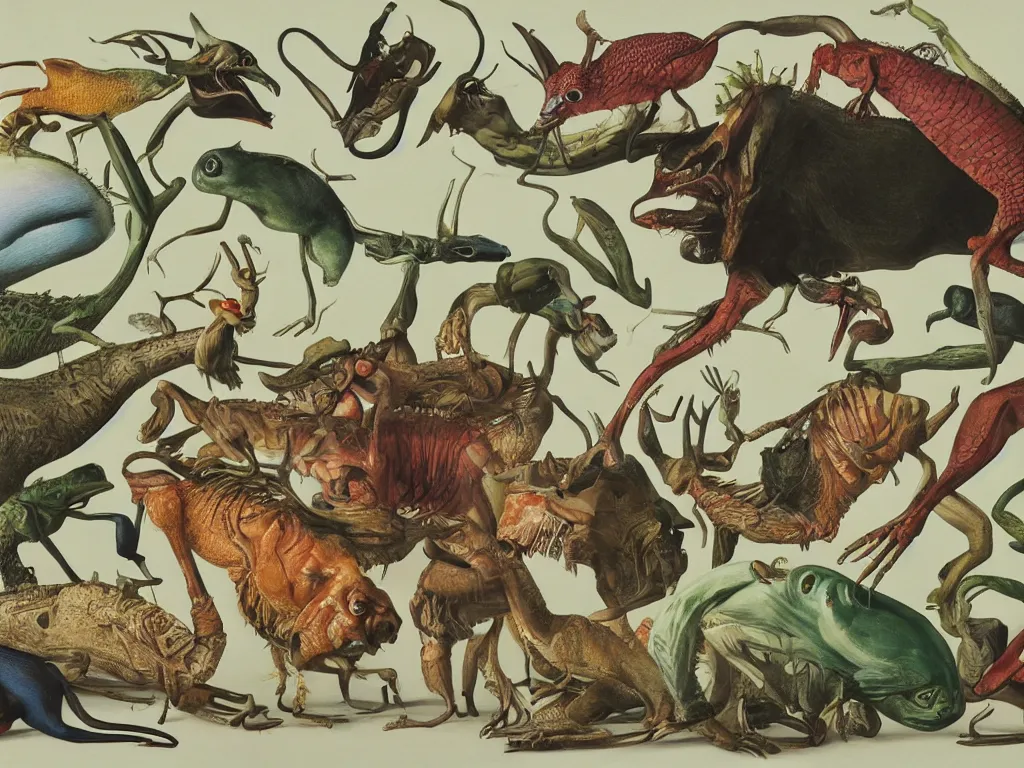 Prompt: If all life forms were a single organism. Painting by Walton Ford.