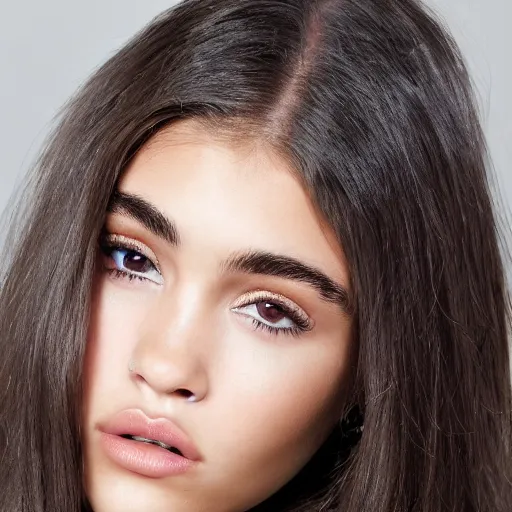 Image similar to 4k,ultra detailed portrait of Madison Beer by Rachel Ruysch