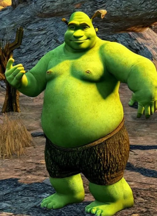 Image similar to Shrek as a skyrim npc