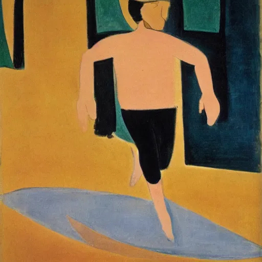 Image similar to guy running from time matisse style