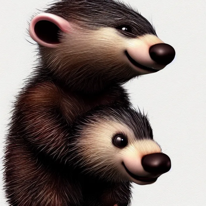 Image similar to cute honey badger, ultra realistic, concept art, highly detailed, style pixar