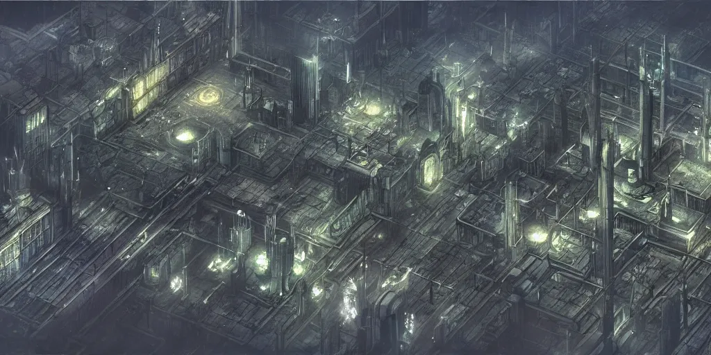 Prompt: concept art of city of midgar from final fantasy 7, dark atmosphere, drone photography