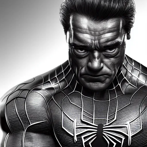 Prompt: Arnold Schwarzenegger as spiderman , muscle extremely detailed, fantastic details full face, mouth, trending on artstation, pixiv, cgsociety, hyperdetailed Unreal Engine 4k 8k ultra HD, WLOP