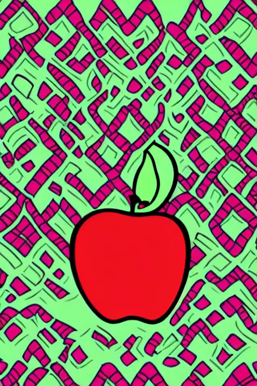 Image similar to minimalist boho style art of a colorful apple, illustration, vector art