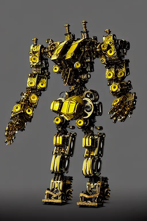 Image similar to a intricate ornate boxing humanoid mecha, punk, by war robots, real steel ( 2 0 1 1 ), westworld and pacific rim movie and ps 5 game machine warrior 5, cryengine, frostbite 3 engine, blue and yellow scheme, sharp focus, 8 k, high definition, insanely detailed, soft lighting, smooth face