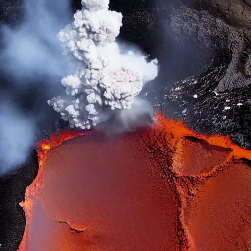 Image similar to satellite view of a volcanic eruption