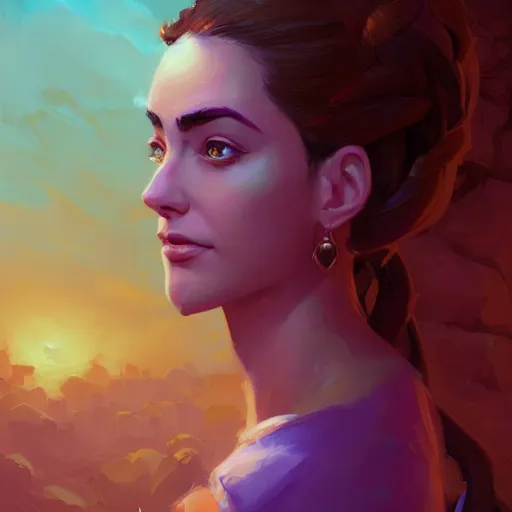 Prompt: portrait of beautiful woman, maya ali mage, gloomhaven, dynamic lighting, gaudy colors, octane render aesthetic, matte painting concept art, official fanart behance hd artstation by jesper ejsing, by rhads and makoto shinkai and lois van baarle and ilya kuvshinov and rossdraws