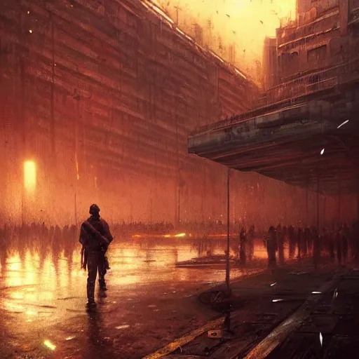 Image similar to UHD photorealistic Communist dystopia in the style of tonalism by Greg Rutkowski, trending on Artstation, hyperrealistic, correct details