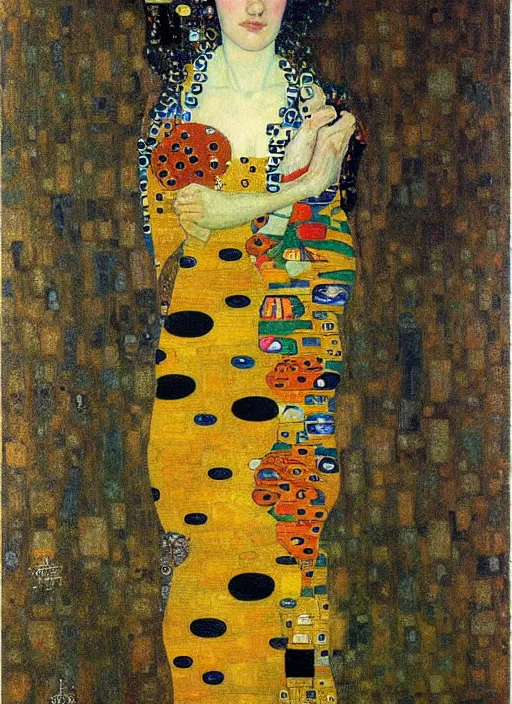 Image similar to a beautiful lady by gustav klimt, art noveau, detailed