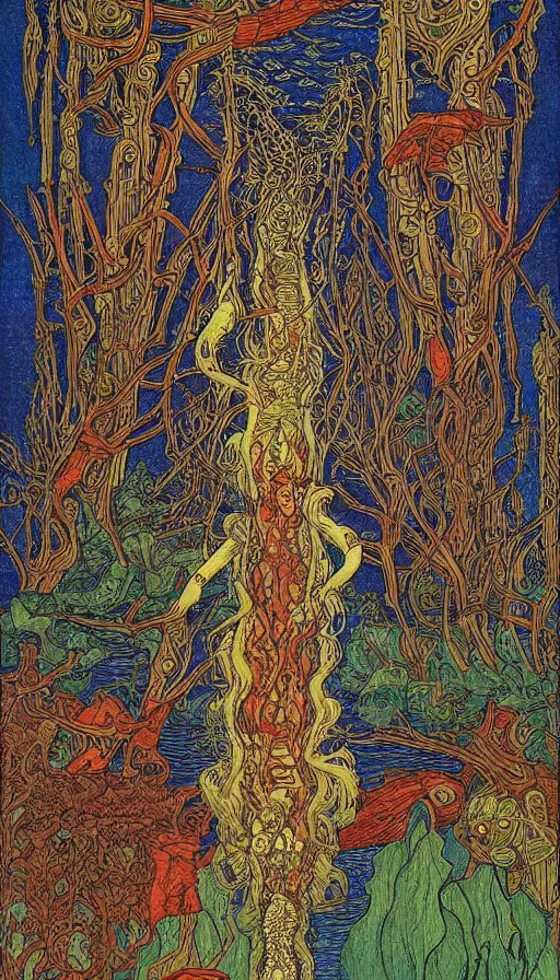 Image similar to The end of an organism, by Ivan Bilibin,