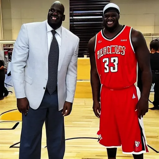 A 5'5 Shaquille O'Neil next to a 7'2 Danny DeVito | Stable Diffusion ...