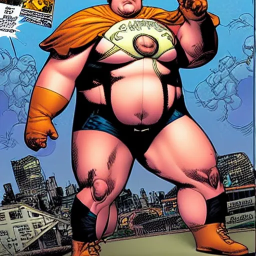 Image similar to super obese comic book artist ethan van sciver