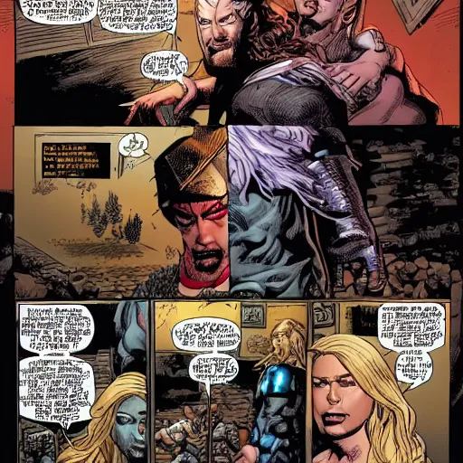 Image similar to Thor enlists the help of Valkyrie, Korg and ex-girlfriend Jane Foster to fight Gorr the God Butcher, who intends to make the gods extinct.