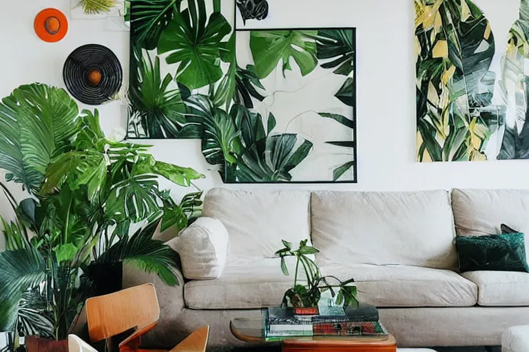 Image similar to tropical interior urban jungle inspiration modern apartment bachelor pad